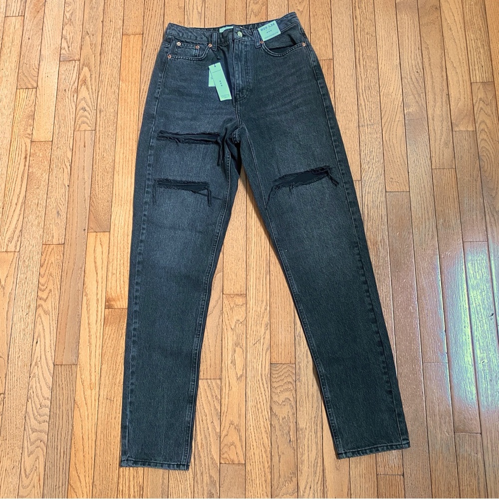NWT Top Shop Mom Jeans 6 /‎ 28 Distressed Tapered Leg Tall Black